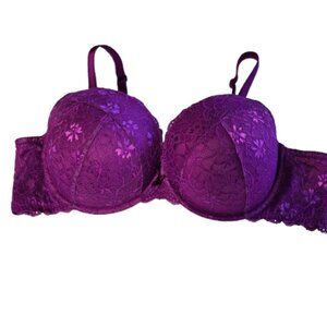 Torrid XO Ultra Plunge Push Up Purple Lace Bra Size 44C